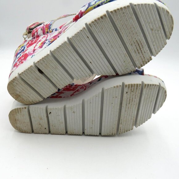 Juicy Couture Shoes Womens Size 8 Wedge Sandals Pink White Ankle Strap Platform‎ - Picture 8 of 9